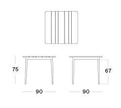 Max Dining Table 90cm Teak Top