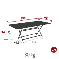 Caractere Table 190x90