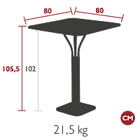 Luxembourg High Pedestal Table 80x80